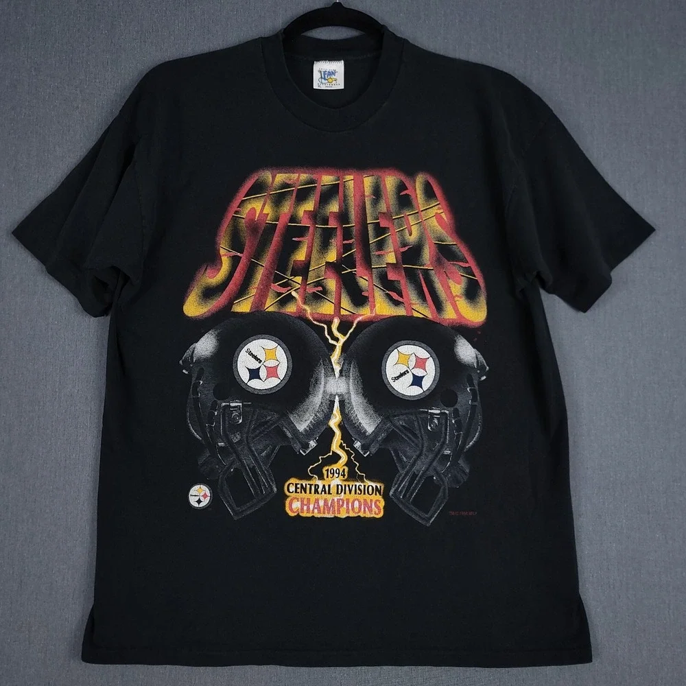 Vintage Pittsburgh Steelers Shirt Mens XL Black 1994 Central Division Champions - Picture 2 of 15